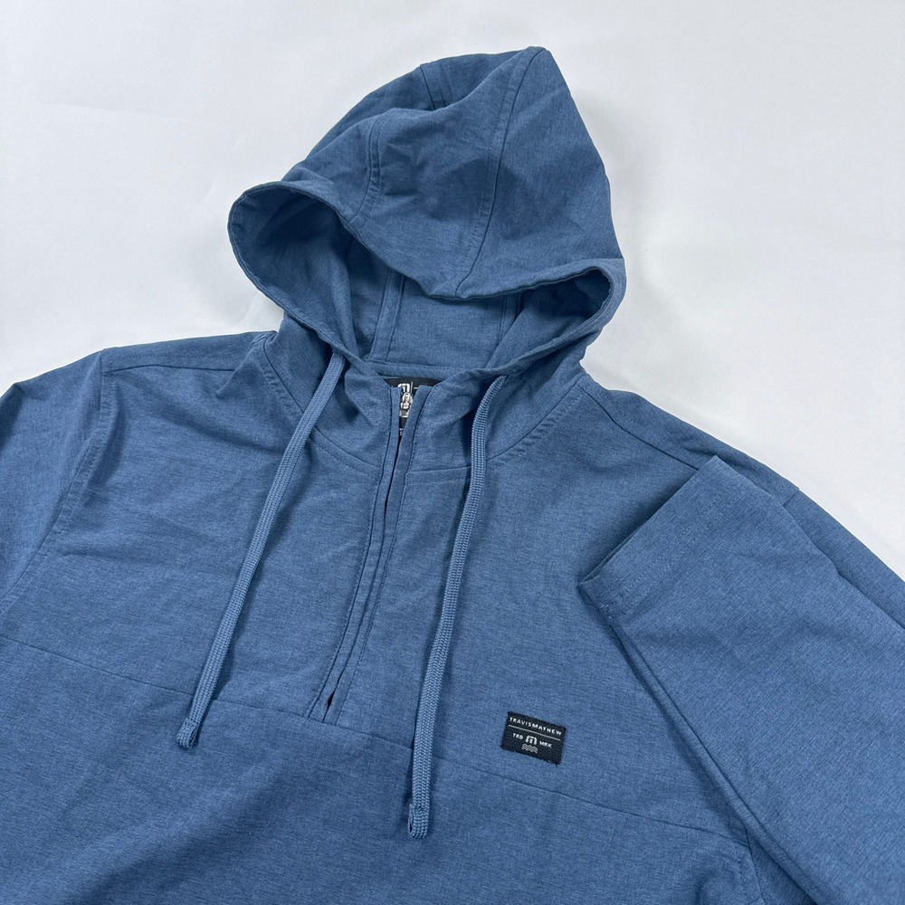 TravisMathew Sip and Savor Quarter Zip Hoodie Mens Medium Blue Golf 1MY342